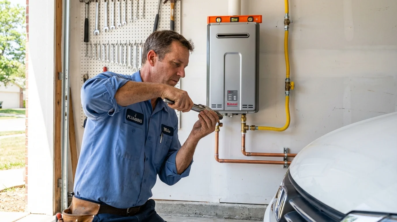 Tankless water heater installation by a Johns Plumbing LLC plumber in Poquoson